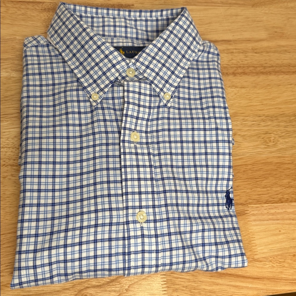 NWT Ralph Lauren White / Blue Plaid L/S Shirt